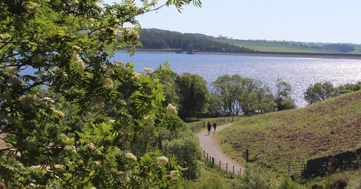 two people walking around Derwent Waterside Park